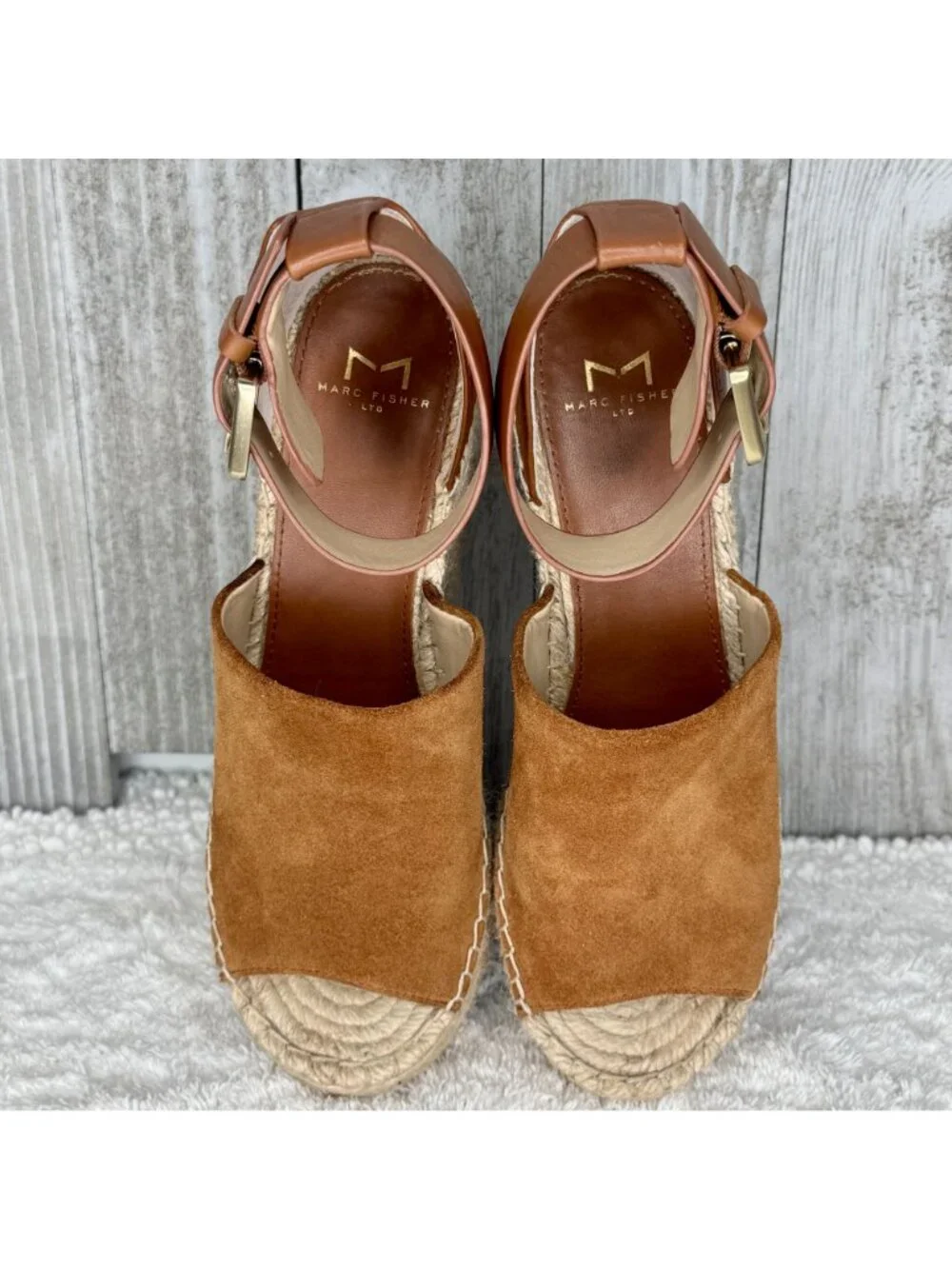 Marc Fisher Suede Platform Espadrille Sandals Size 7.5 M